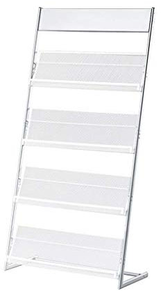 Kelly' Harvest House Zeitschriftenständer, Silber, 4 Taschen, 63 cm x 38 cm x 139 cm, Modern, Stahl, ideal für Informationsmaterialien, Broschüren, Faltblätter und Zeitschriften