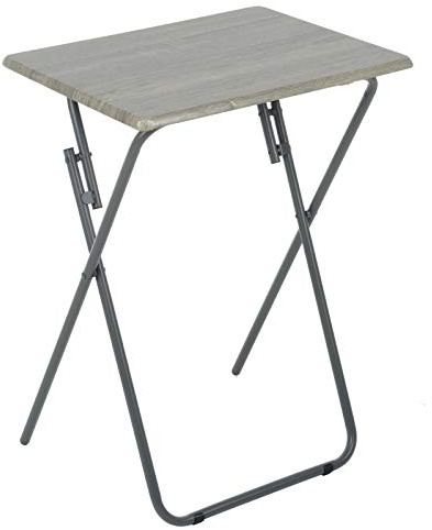 Azuma Adjustable Folding Side Table | Portable, Lightweight, Ideal for Camping, Festivals, Garden parties bedside table & Picnics, PVC Laminated MDF, Powder-Coated Steel Legs, Indoor & Outdoor | Grey