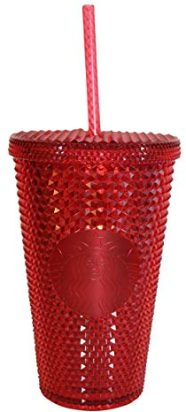 STARBUCKS® Cold Cup Bling Red Edition wiederverwendbarer Kaltgetränke Becher mit wiederverwendbarem Trinkhalm Becher Gold Edition