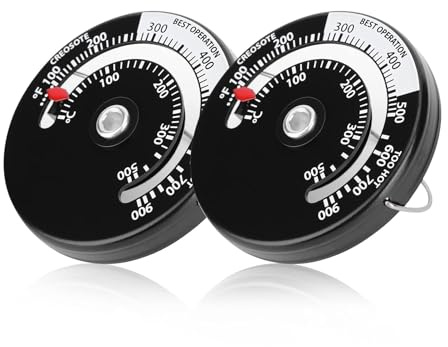 2Pcs Wood Stove Thermometer, Magnetic Stove Top Meter Gauge Fireplace Temperature Thermometer for Wood Log Gas PelletStoves Chimney Pipe Oven
