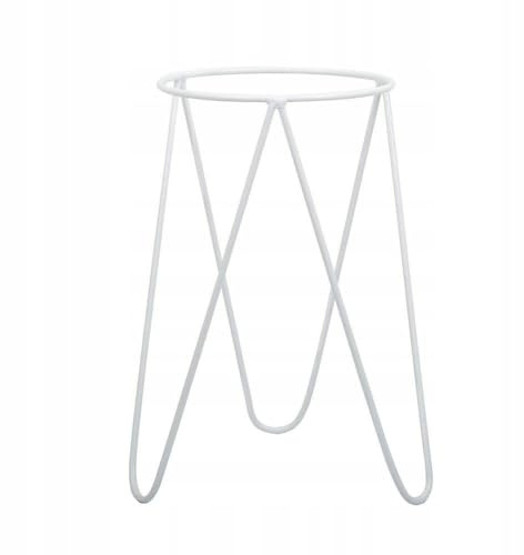 HowHomely Blumenständer Metall - Weiß Pflanzenständer 45 cm Hoch für Töpfe mit 24 cm Ø - Eleganter und Minimalistischer Blumentopfhalter für die Innendekoration