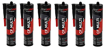 CHEMOFAST CF MULTI 6er Set Montagekleber, Klebstoff für Beton, Holz, Kunststoff, Metall & Fliesen, für innen&außen, MS Polymer Kleber, wasserfest, schwarz