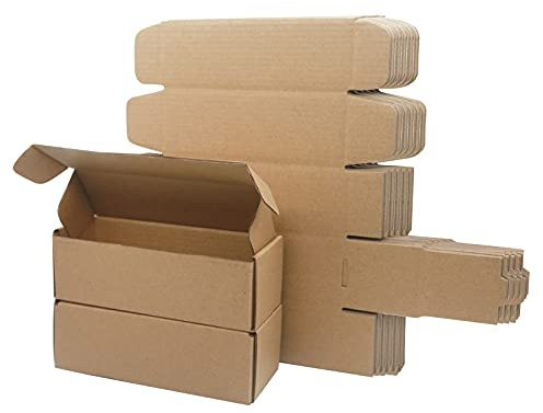 Scatole di spedizione in cartone ondulato, 155x50x50mm piccoli pacchetti postali per l'invio, scatole di imballaggio marrone per affari, stoccaggio o regalo (10 pezzi)