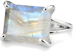 Auffälliger Mondstein in 925 Sterling Silber - Mode, Statement, Bohème-Schmuck - Individuelle Edelstein Mondstein Ringe für Frauen - Elegantes Juni Geburtsstein Geschenk für Sie - mit Schmuck-Box