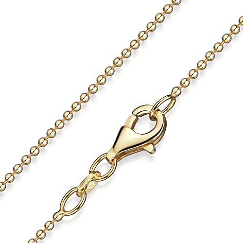 Kugelkette Silber 925 vergoldet 1,2mm Gold Halskette Damen diamantiert K73 | Kette aus Kugeln in allen Längen von 40-120cm – Made in Germany von Materia by Matthias Wagner