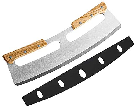 Binnan Cortador de Pizza de Acero Inoxidable, Cortador Pizza Profesional, Cortador Pizza con Mango de Madera, Cortador de Cocina con Hoja Afilada, Cuchillo Pizza Rápido