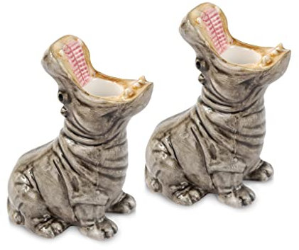 Hungry Hippos - Kerzenhalter Set mit lustigen Flusspferd Tierfiguren, 2 Stück