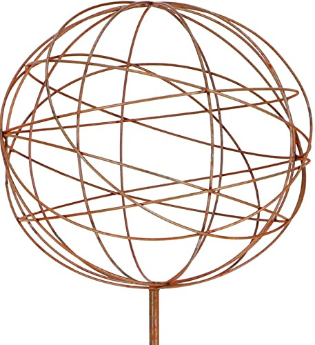 KOTARBAU® Gartenkugel Ecorost 40cm Ungewöhnliche Dekoration für Sie Dekokugeln Gartendeko + Betonsockel 5kg Braun