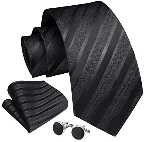 Enlision Herren Krawatte Hochzeit Krawatten Krawatte und Einstecktuch Manschettenknöpfe Set Seide Paisley Seidenkrawatte mit Taschentuch Einfarbig in Verschiedenen Farben