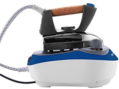 Ferro da Stiro con Caldaia a Pressione Piastra in Alluminio Vapore continuo | Serbatoio 850ml Potenza 2300W | Doppio Tasto di accensione Tappo di Sicurezza Blue