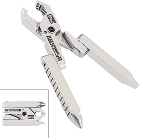 Omninmo Multitool Zange Universal Multifunktions Mini 420 Edelstahl Faltbare Zangenklemme mit geradem Schraubendreher und Kreuzschraubendreher für Schlüsselanhänger-Werkzeug