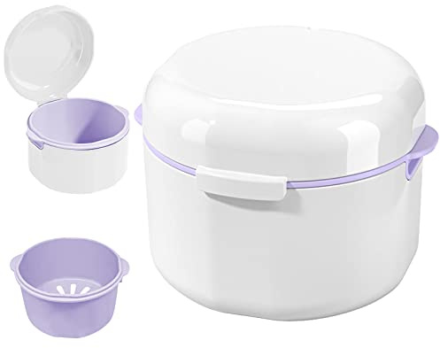 GmeDhc Boîte de Dentier avec Passoire, Portable Boite Appareil Dentaire, Boîtes pour Prothèses Dentaires, Boîte de Retenue Orthodontique, Boîte de Nettoyage de Retenue