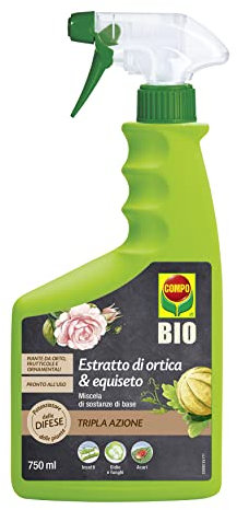 COMPO BIO Tripla Azione, Estratto di Ortica & Equiseto, Potenziatore delle Difese delle Piante nei confronti di Insetti, Acari e Funghi, Pronto all'Uso, 100% Naturale, 750 ml