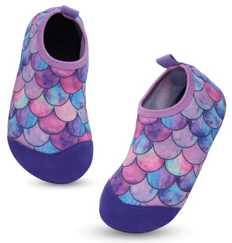 Scarpe da Spiaggia Bambini Ragazze Ragazzi Scarpe da Acqua Rapida Asciugatura Antiscivolo Scarpe da Immersione da Mare, Sport Acquatici Scarpette da Scoglio da Bagno Surf Nuoto 32/33EU Scala Pesce