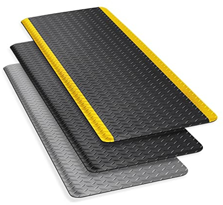 Floordirekt Anti Ermüdungsmatte, Stehmatte 120 x 250 cm Grau Robuste Arbeitsplatzmatte für Steharbeitsplatz - Entlastet die Gelenke für mehr Komfort beim Stehen Dyna-Protect Diamond