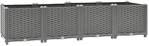 JUNZAI Lit surélevé 160x40x38 cm Polypropylène,Bordure Pierre,Kit Gabion,Gabion Jardiniere