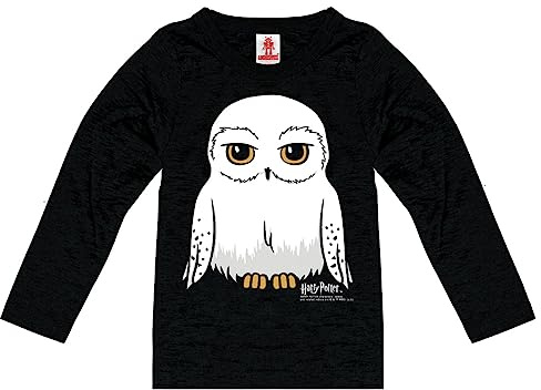 Logoshirt® Harry Potter I Uggla I Hedwig I långärmad tröja tryck I barn I flickor och pojkar I bomull I licensierad originaldesign, svart, 152