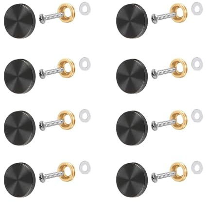 8 Pcs Mirror Screws, 40mm Brushed Stainless Steel Decorative Cap Metal Nail for Bath Plates Mirror Tables Wardrobes Furniture, Brushed Black