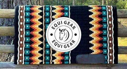 EQUIGEAR Western Show Horse Satteldecke aus neuseeländischer Wolle, Western-Design, handgefertigte Satteldecke, Wollpolster, Sensor Flex (Anpassung möglich), WZ39 (34x32)