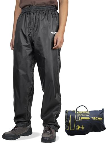 Tofern Pantaloni Pioggia da Uomo,Pantaloni Impermeabili Uomo,Pantaloni Pioggia Moto con Tasca Pieghevole, Antivento, per Sci, Ciclismo, Campeggio, Trekking, Golf, ECC.