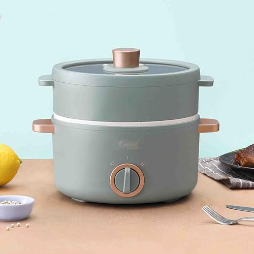 LNJZMDSS Cuociriso (1,5 L) Elettrodomestici Pentola Elettrica, Wok Elettrico Multifunzione, Pentola in Ceramica Antiaderente, Adatta per 1-3 Persone,003
