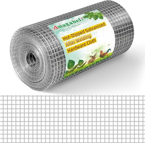 Amagabeli Ture 19 Gauge Hardware Cloth 1/2 inch 16inx50ft Double-Layer Galvanized After Weld Chicken Wire Mesh Roll Fencing Plant Supports Poultry Netting Rabbit Cage Snake Gopher Fence Coop