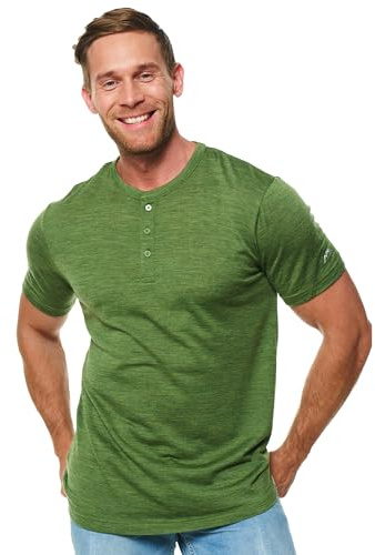 Merino.tech 100% Merino Wolle Tshirt Herren - Merino Shirt Herren Kurzarm | Schnelltrocknend, Atmungsaktive Merinowolle Funktionsshirt Herren, Rundhals, Henley, V-Ausschnitt, für Sports & Outdoor