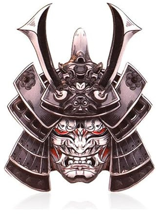 Noizzy Emblème de voiture fantôme japonais samouraï – Logo 3D en métal pour capot, coffre, queue – Camion, moto, van – Accessoires de style chromés 5,5 x 6,7 cm (B)