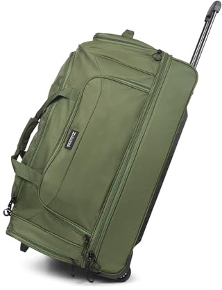 TravelZ – Borsa da viaggio grande con ruote 96 litri, 72 cm con maniglia telescopica (Verde)