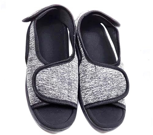 Siomlana Zapatos diabéticos para hombres y mujeres, sandalias de punta abierta extra anchas, calcomanías mágicas ajustables para pies gruesos, pies anchos, enfermedades del pie, artritis, pies