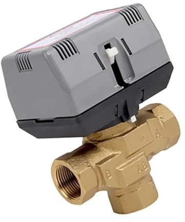 MPYJDTOI 1/2'' 3/4'' 1'' Three-way Brass Motorized Shut-off Valve AC220V With VC6013 Fan Coil Electric Globe Valve AC220V(3/4)