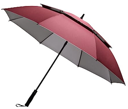 FLNOZAMZ 135 cm großer kompakter Golfschirm, tragbarer Golfschirm, doppellagiger Golfschirm mit automatischer Öffnung, geeignet für 2–3 Personen (Wine red)
