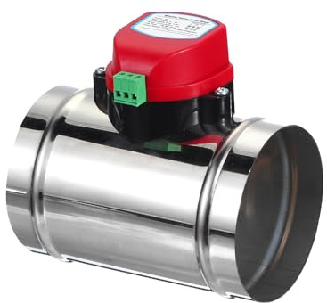 PATIKIL 4 Duct Damper, Stainless Steel Motorized Adjustable HVAC Volume Dampers Airflow Backdraft Damper Control for HVAC Air Balancing System, AC 24V