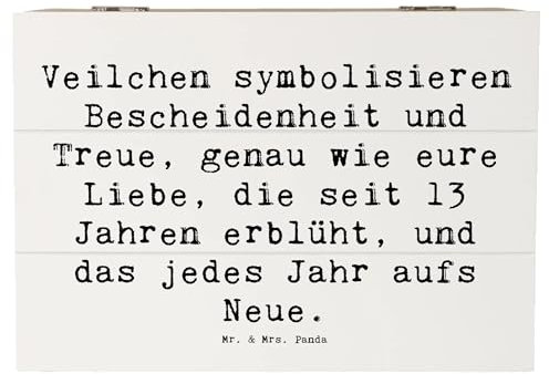Mr. & Mrs. Panda 22 x 15 cm Holzkiste Spruch 13. Hochzeitstag Veilchenhochzeit - Geschenk, Treue, Aufbewahrungsbox, Handgefertigte Produkte,