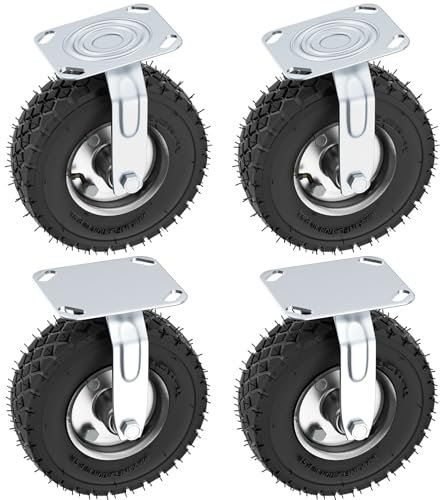 VELPAX Castor Wheels Pneumatic Wheel Pneumatic Sack Truck Tyres Set of 4,8 Replacement Wheels For Hand Trolley Cart,Garden Carts,Utility Wagons,Heavy Duty Rubber
