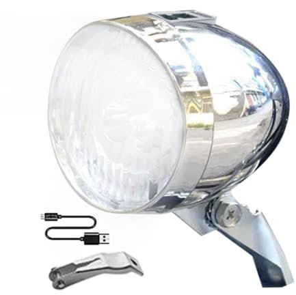Phare de vélo rétro Classique – Lumières de vélo rétro Rechargeables, éclairage de vélo Vintage, 3 Ampoules LED, équipement d'équitation, lumières Rechargeables pour vélo de Nuit
