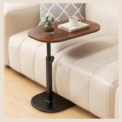 Mesa De Cama Moderna En Forma De C Con Giro De 360° Y Altura Ajustable, Mesa De Centro Pequeña Para Sofá/Cama, Mesa Auxiliar Giratoria Que Se Desliza Debajo De La Mesa Au, Elevable - nogal - 45 x 30