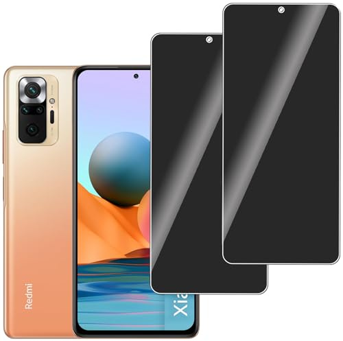 LERINNA【2 Piezas Protector Pantalla Privacidad para Xiaomi Redmi Note 10 Pro,nti-Espía Vidrio Película,Cristal Templado Anti Espía,Anti-Arañazo,Sin Burbujas,9H Dureza Privacy Screen Protector