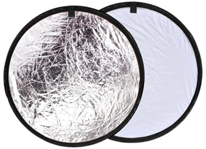 SUBLXPoten Licht-Reflektor 2-in-1-Reflektor, rund, 30 cm, weiß und silberfarben, zusammenklappbar, tragbare Multi-Disc-Lichtscheibe for Fotografie Fotografie Reflektor