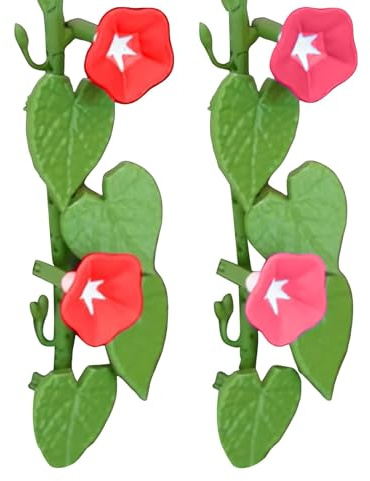 Morning Glory Magnet Lot de 2 aimants de réfrigérateur, décoratifs pour réfrigérateur, motifs de lierre grimpant, fleurs magnétiques (2, rouge + rose)