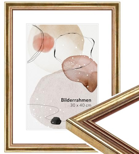 WANDStyle tavelram guld 13x18 cm av trä i antik stil med stativ och hängare, fotoram Made in Germany - H400