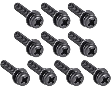 TA-VIGOR 10pcs M4 x 40mm Phillips Pan Head Machine Screws Bolts with Spring and Plain Washers, Carbon Steel Phillips Machine Screw for Heavy-duty Fastening