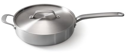 Skottsberg Padella in acciaio inox con coperchio, Ø 28 cm, senza PFAS, lavabile in lavastoviglie, per induzione, gas, ceramica e forno