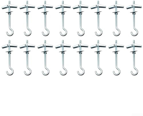16 perni pieghevoli a molla, ganci da soffitto resistenti per appendere piante, luci, tende in cartongesso, perni da soffitto, 9 cm