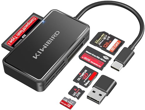 KiWiBiRD SD Card Reader XD CF Card Reader USB C Compact Flash Memory Stick Pro Duo M2 MS TF Micro SD Compatible with PC Camera Laptop iPhone 17 Air 16 Plus Pro Max Mac iPad Galaxy S25 S24 Android