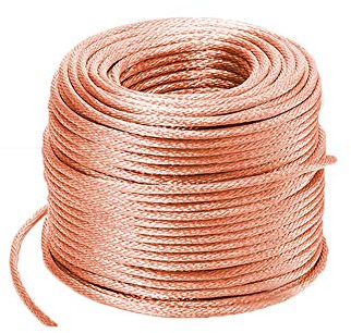 Flat Braided Sleeve Ground Reducing Noise Braided Braided Copper Wire Drain Lead Cable Electric Stranded Round Bare(35#Diameter:8mm/0.32inch)