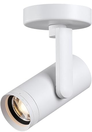 Opulux Zoomable Ceiling Spotlight Directional Spot Lights Indoor | Adjustable Narrow Beam Angle 10-55°, 12W Dimmable LED COB 3000K CRI 97 Hardwired White Aluminium Body for Picture Living Room