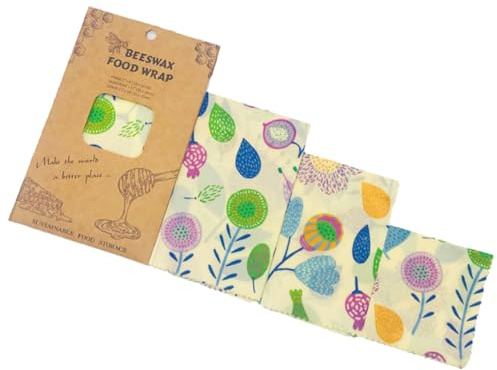 FONDOTIN Involucri in Cera D'api per Alimenti 3 Pezzi Tessuto di Cotone Cerato Protezione per Pane e Frutta Design Creativo Colore Assortito per Panetterie e Ristoranti Colore Casuale