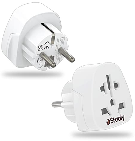 World To EU Travel Adapter (2 Pack) | UK, US, Australia To Europe Plug Adapter | 2x Universal Plug Adapters For Use France, Germany, Spain & Most of Europe