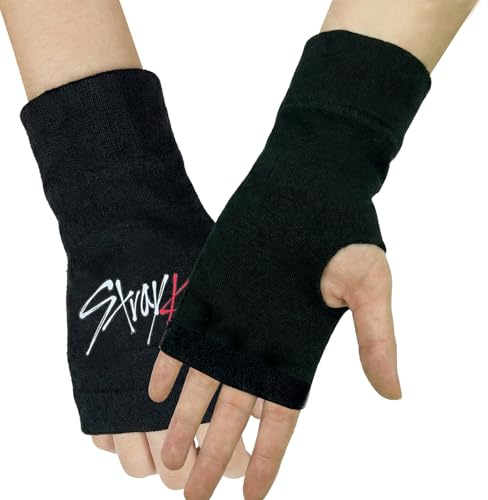 SKids Fingerlösa Handskar, Fingerlösa Stickade med Stjärntryck, Kpop Handledsvärmare, Koreanska Idolhandskar, Vinterpresent till Kpop fans, Stay (Alfabetmodell)